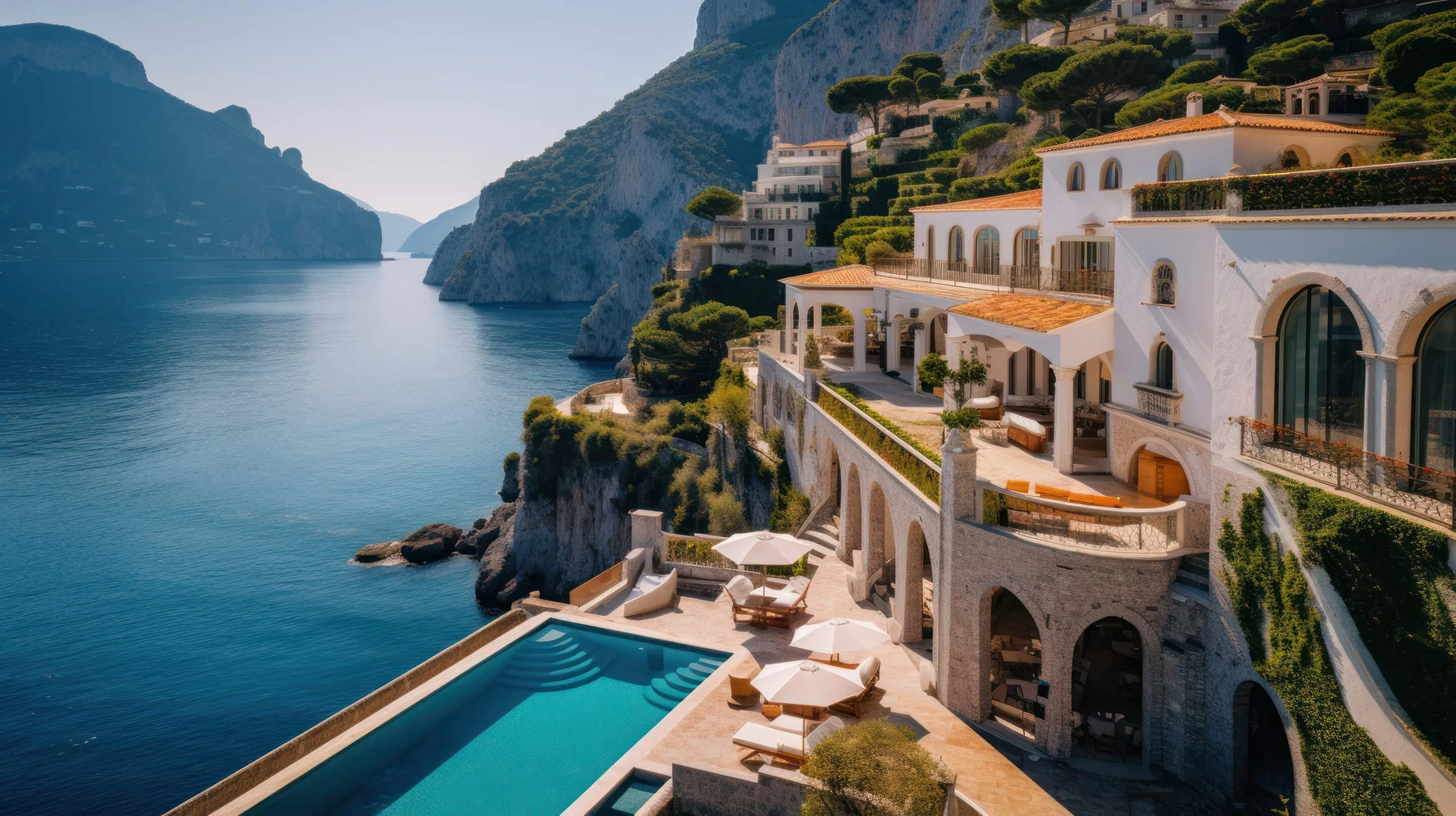 Clifftop villa and pool above the Mediterranean